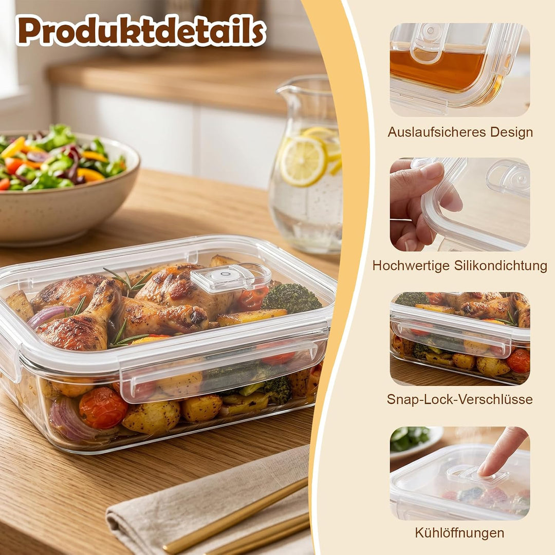 Glas-Auflaufform Airfryer mit Deckel, BPA-frei Glasform für Airfryer mit Abnehmbaren Silikongriffen,