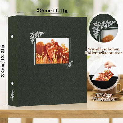 Lanpn Fotoalbum 11,5x15 11x15 400 Taschen, Leinen Einstecken Einsteckalbum für Vertikale Bilder Foto