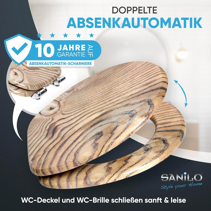 Sanilo WC Sitz mit Absenkautomatik, viele schöne Holz Toilettendeckel zur Auswahl, hochwertige und s