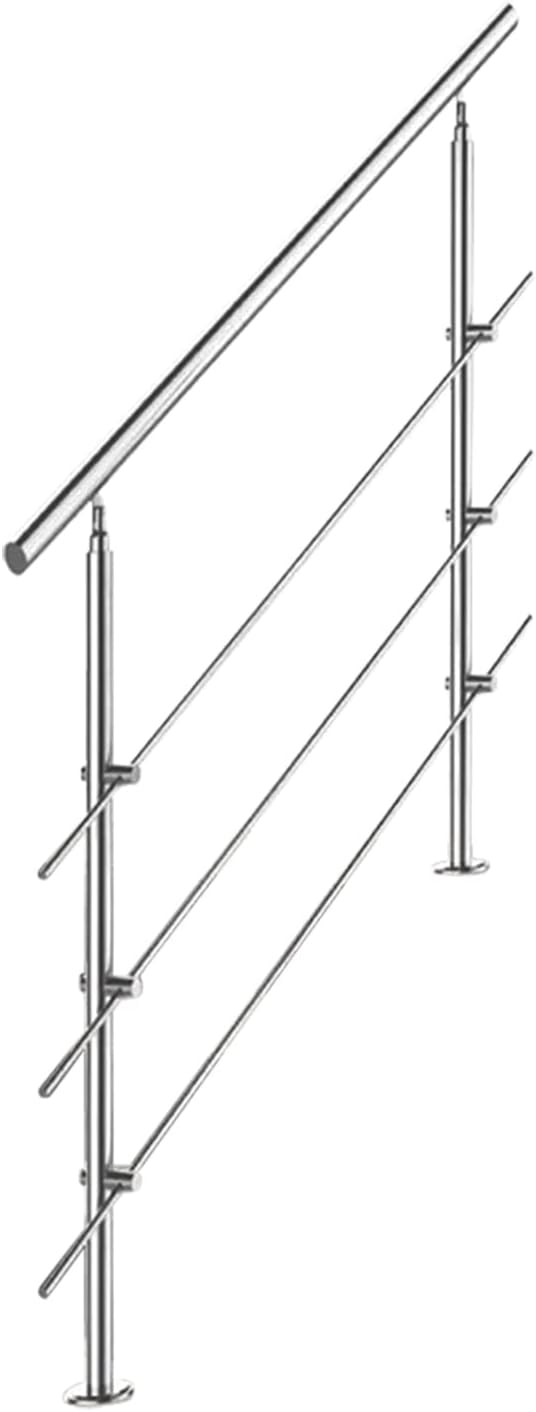 Tubiaz Edelstahl Handlauf Treppengeländer Geländer für Treppen Brüstung Balkon 80CM mit 3 Querstrebe