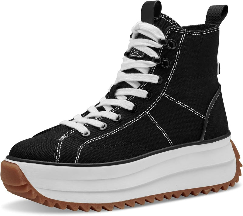 Tamaris Damen Sneaker High Vegan 36 EU Schwarz, 36 EU Schwarz