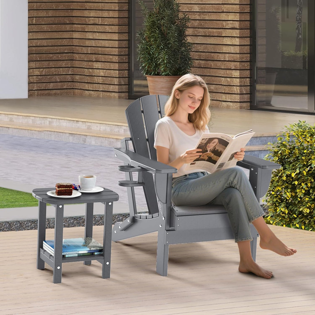 NALONE Adirondack Beistelltisch 16,5" Outdoor-Beistelltisch HDPE Kunststoff Doppelter Adirondack Kle