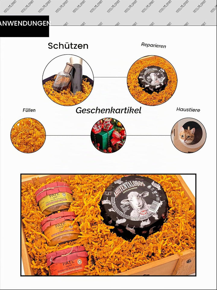 YOTEI SPIRIT® 1kg Geschreddertes Cognac Papier für Geschenkbox – Füllmaterial für Pakete, Körbe, Box