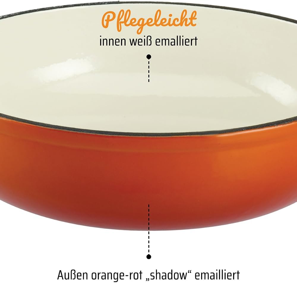 GSW 716307 Orange Shadow Schmortopf mit Deckel, Gusseisen, orange/creme - ⌀30 cm
