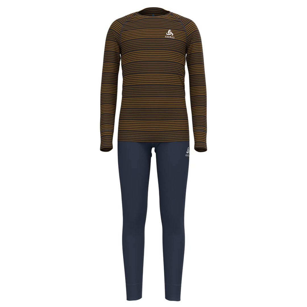 Odlo Unisex Kinder Active Warm Eco Baselayer-Set 92 Dark Sapphire - Buckthorn Brown, 92 Dark Sapphir