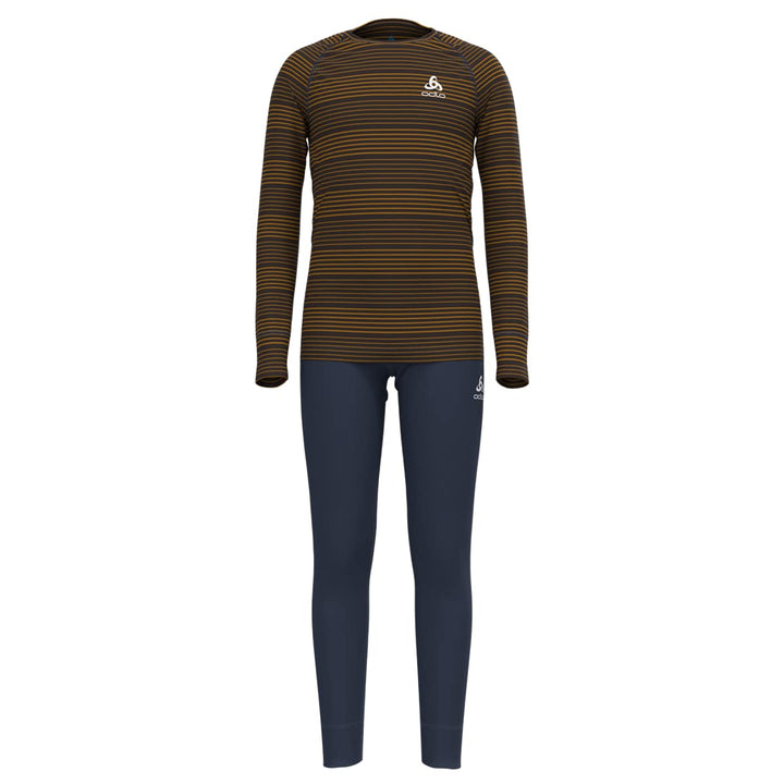Odlo Unisex Kinder Active Warm Eco Baselayer-Set 92 Dark Sapphire - Buckthorn Brown, 92 Dark Sapphir