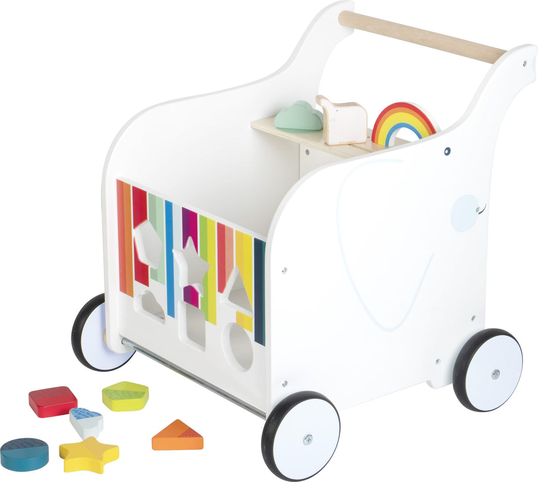 small foot Lauflernwagen Spielzeugbox Elefant aus Holz, mit Bremse und gummierten Rädern, für Kinder
