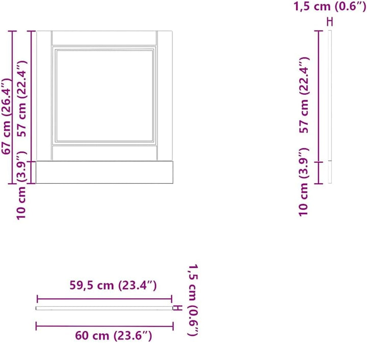 vidaXL Geschirrspülerblende Porto Artisan-Eiche 60x1,5x67 cm