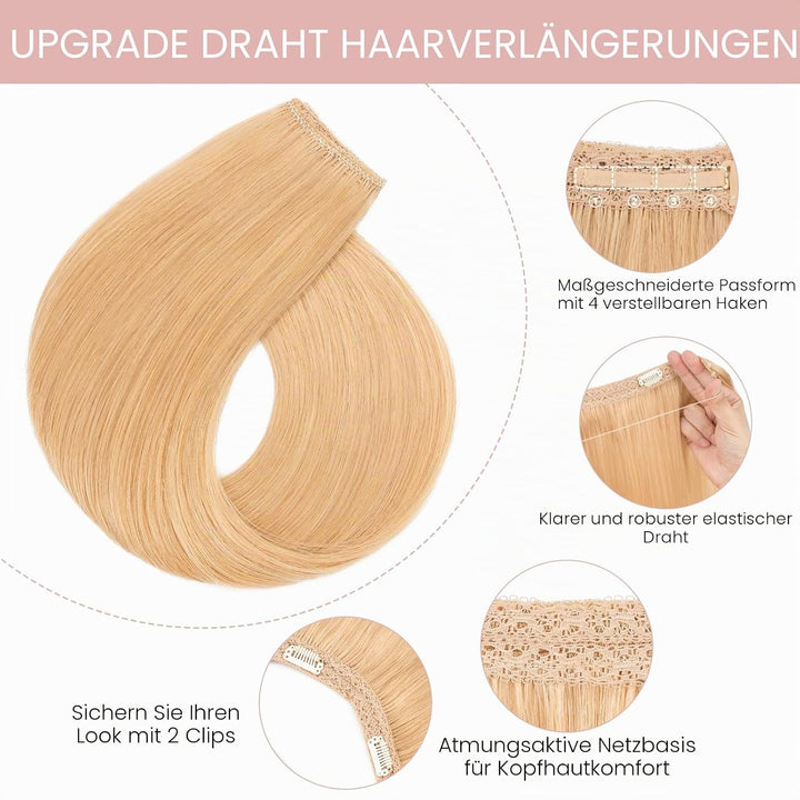 Extensions Echthaar mit transparenter Schnur, Silk-co Wire in ExtensionsBlond 65g, Secrets Hair Exte