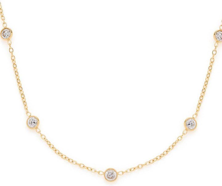 Leonardo Ciao Halskette Mini, Kette aus Edelstahl mit Anhängern gold, klare Glas-Kristalle, 40-45 cm