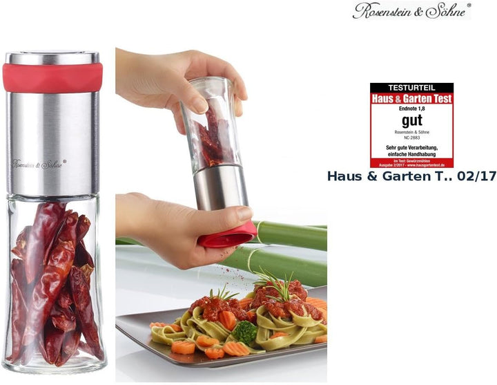 Rosenstein & Söhne Peperonimühle: Gewürz- und Chilimühle mit Edelstahl-Mahlwerk (Küchen Helfer, Gewü