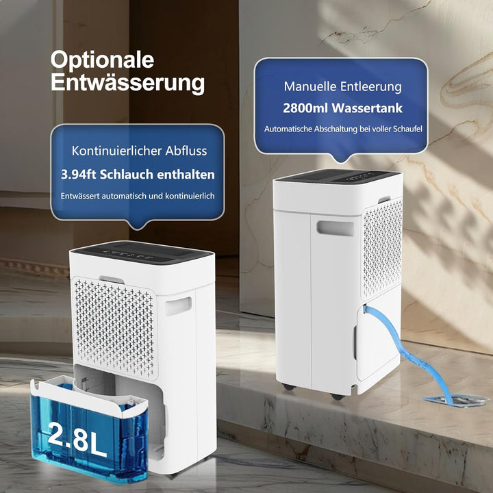 Luftentfeuchter 20L, Luftentfeuchter Kellerräume 200m³ (~50 m²) mit Digitalanzeige, Timer, Automatis