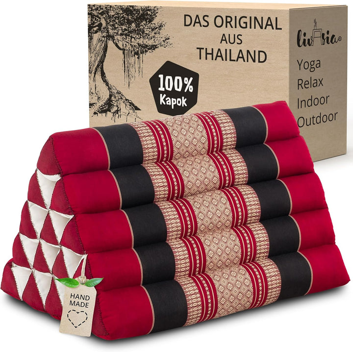 livasia Rückenstützkissen extrahoch, Dreieckskissen für Garten und Balkon, Keilkissen mit Kapok, Lag