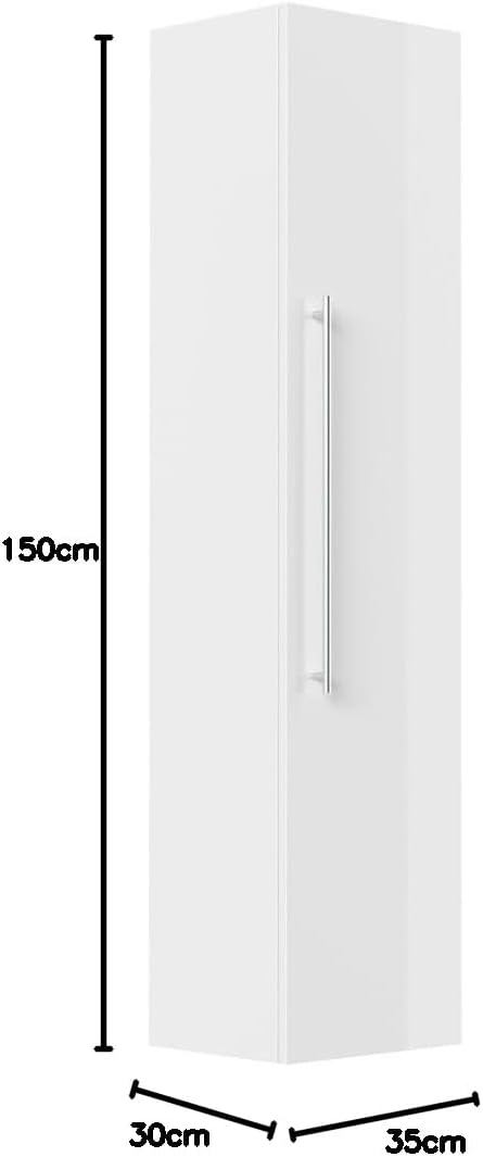 Magnolia Home Hochschrank 150 cm Weiss Hochglanz One Size, Weiss Hochglanz One Size