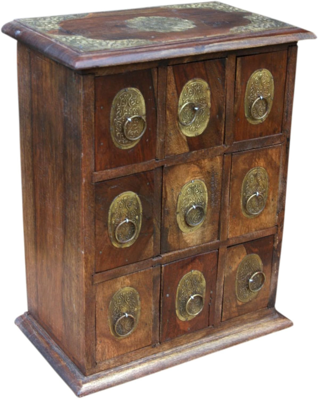 GURU SHOP Schubfachschränkchen, Apothekerschränkchen, Schmuck Schränkchen - Modell 6, Braun, 34x28x1