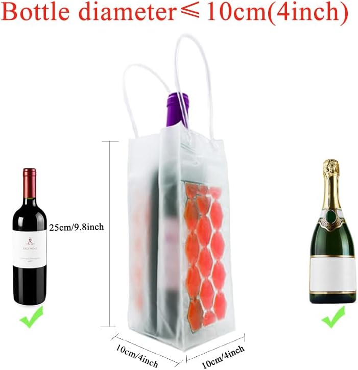 Kühltasche für Weinflaschen, transparent, 3 Stück (rot), Rot