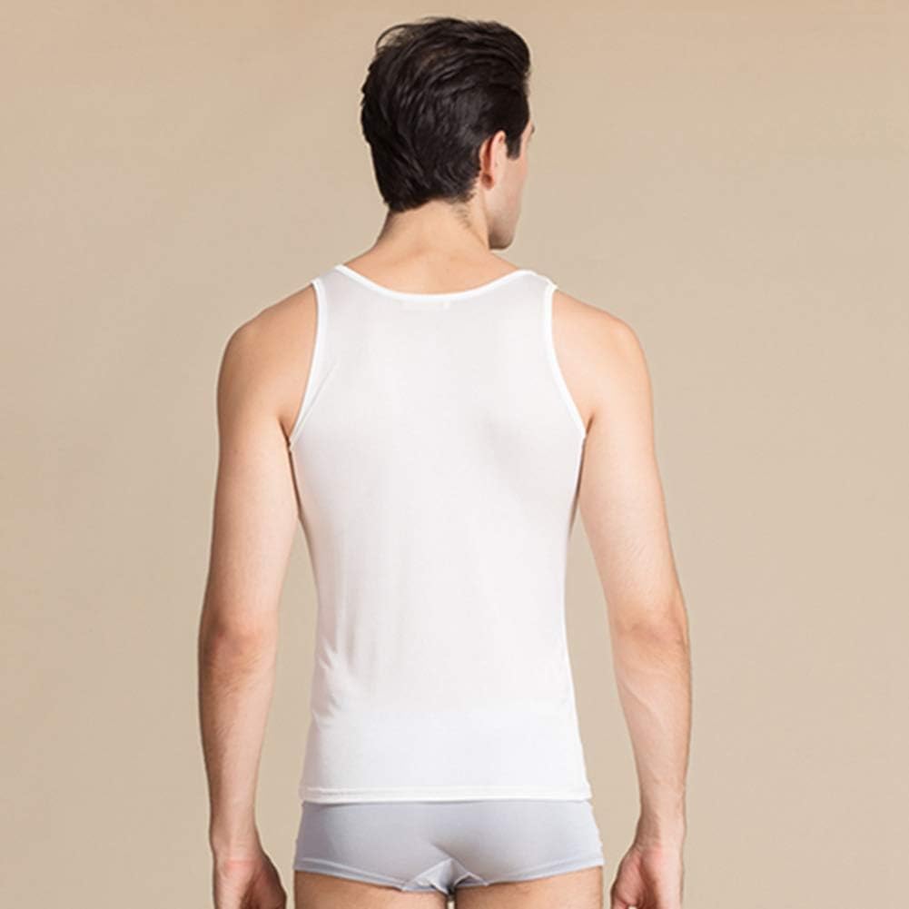 Egurs Herren Tank Top Tanktop aus 100% Natur Seide Sanft Komfortabel ärmelloses T-Shirts XL Weiss, X