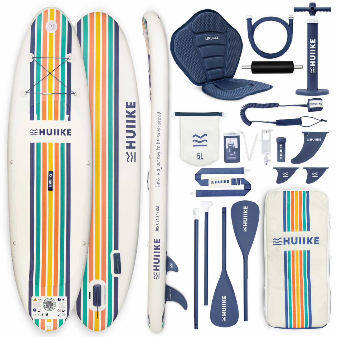 HUIIKE Stand Up Paddling Board mit Zubehör, Paddel, Finnen, Pumpe. Paddle Sup Board Aufblasbar Hohe