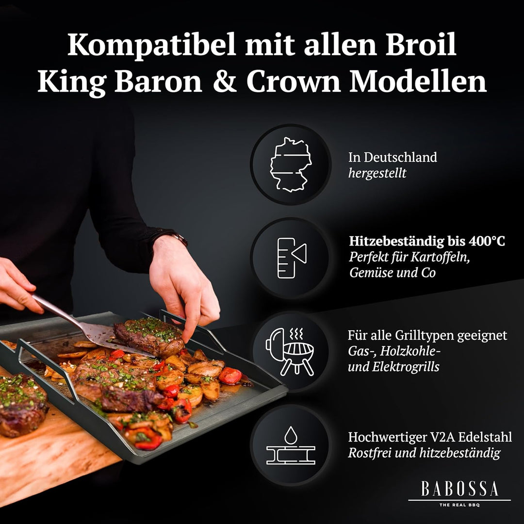 BABOSSA Premium Einsatzpfanne/Plancha kompatibel mit allen Broil King Baron & Crown Modellen | 43.4x
