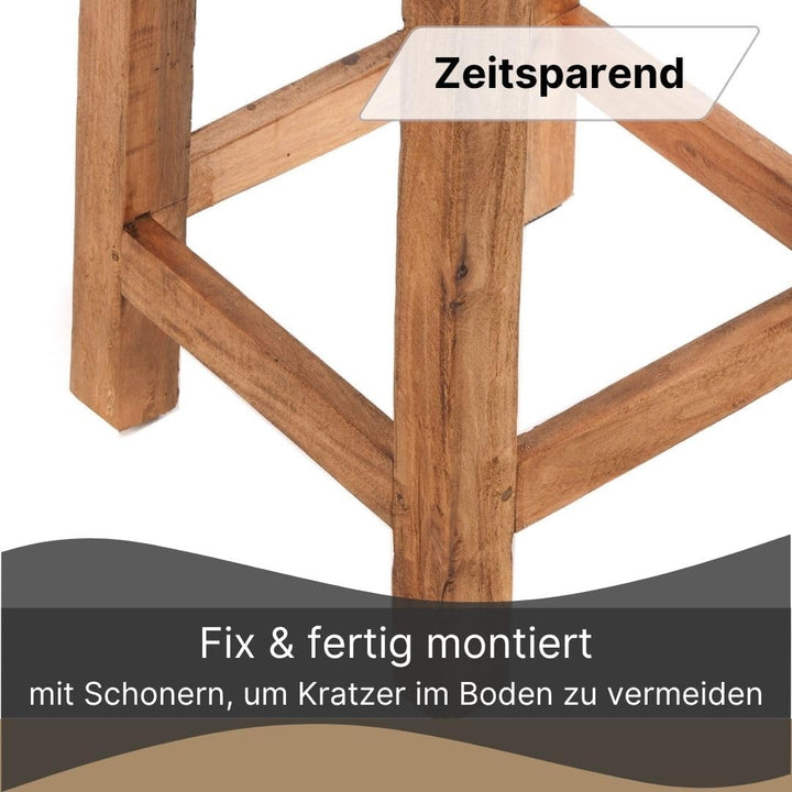 DESIGN DELIGHTS RUSTIKALER Holz SITZHOCKER Madero | 48x30x30 cm (HxBxT), Recyclingholz | Holzhocker
