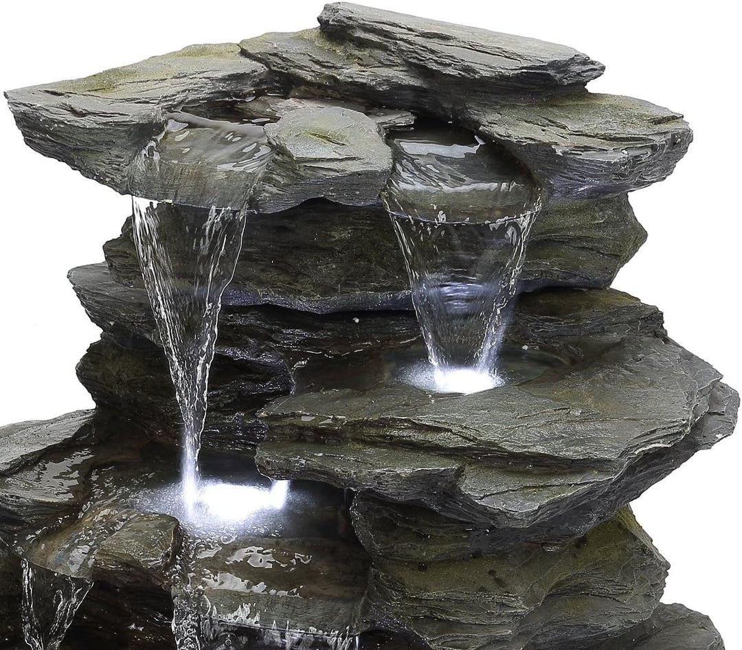 Köhko Springbrunnen Greifensteine Gartenbrunnen in Naturstein-Optik mit LED-Beleuchtung Höhe=56 cm m