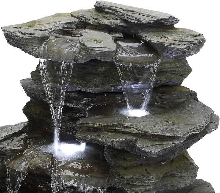 Köhko Springbrunnen Greifensteine Gartenbrunnen in Naturstein-Optik mit LED-Beleuchtung Höhe=56 cm m