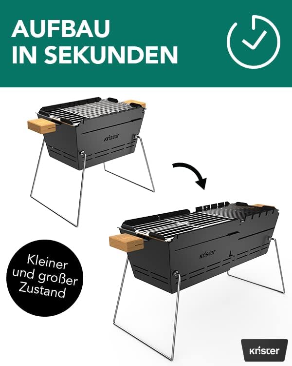 Knister Mobiler Holzkohle-Grill | Ideal Als Camping Grill & Feuerschale | Für 2-6 Personen | Mit Mas
