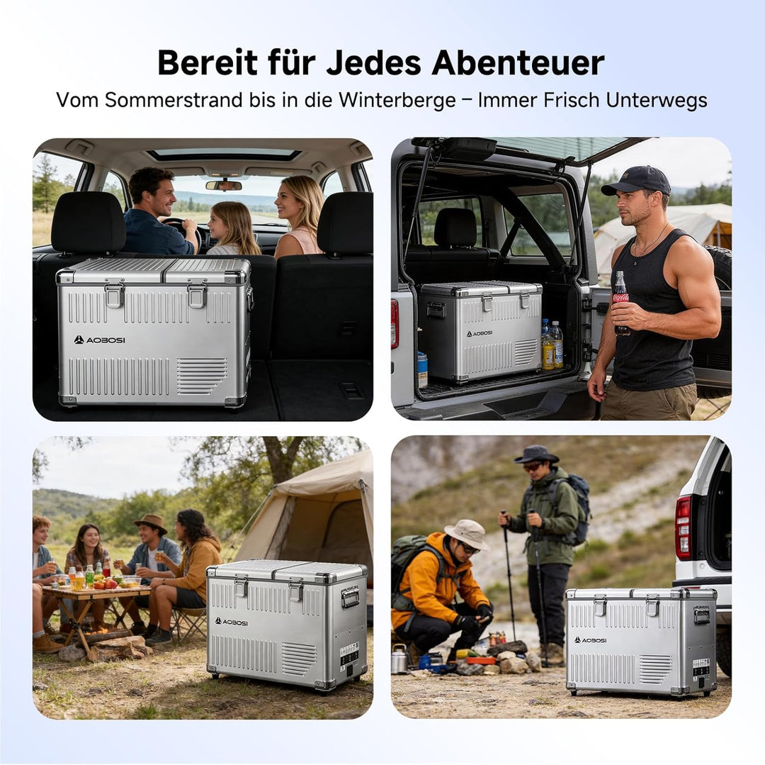 AAOBOSI Kompressor Kühlbox 50L, Dual Zone Kühlbox Kompressor, -20°C bis 20°C, Aluminium Auto Kühlsch