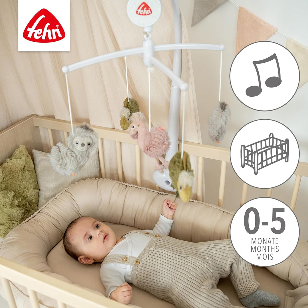 Fehn Musik-Mobile Lazy, Crazy & Pink – Musikmobile mit Spieluhr Melodie „Brahms Wiegenlied“ – Einsch