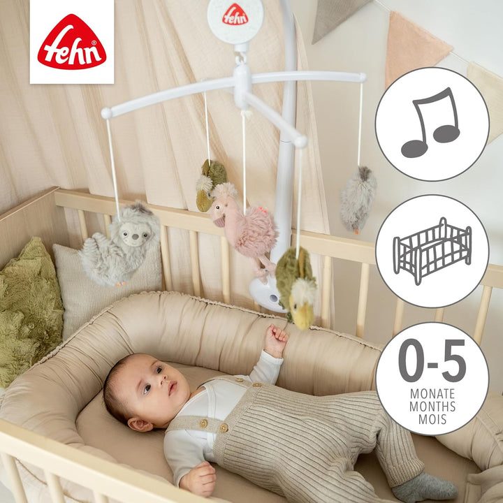 Fehn Musik-Mobile Lazy, Crazy & Pink – Musikmobile mit Spieluhr Melodie „Brahms Wiegenlied“ – Einsch