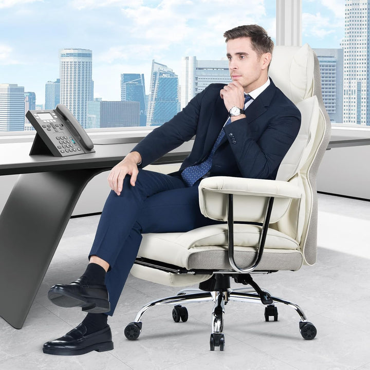 rattantree Bürostuhl mit Fussstütze, Ergonomischer Schreibtischstuhl mit Zusätzlichem Lordosenstützk