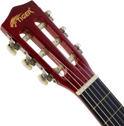 TIGER CLG4-RD Klassikgitarre 3/4, Rot rot Three Quarter Size Age 9 - 11, rot Three Quarter Size Age