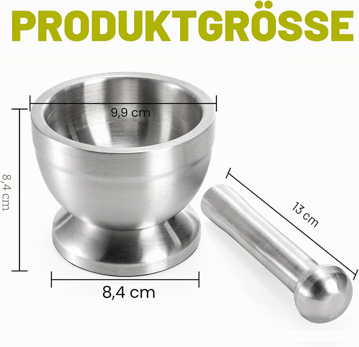 Bekith Mörser und Stössel Sets 18/8 Gebürsteter Edelstahl Gewürzmühle Pille Crusher Molcajete Kräute