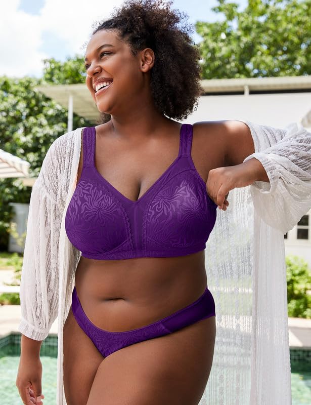 Wingslove Damen Minimizer BH ohne Bügel Grosse Brüste Bügelloser Entlastungs Breite Träger Vollfigur