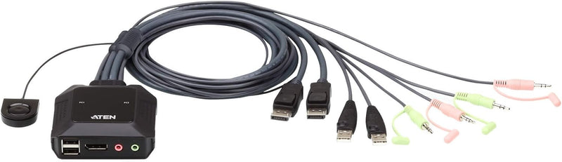 ATEN CS22DP USB-DisplayPort-Kabel-KVM-Schalter mit Fernwähler, 2 Port