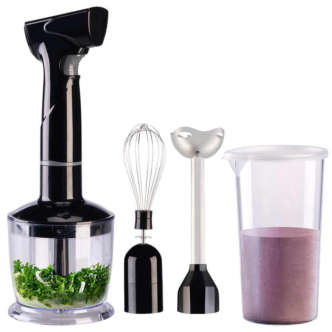 Rosenstein & Söhne Mixer: Edelstahl-Akku-Stabmixer-Set, abnehmbarer Mixstab, Schneebesen, 135 W (Sta