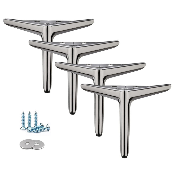Qrity 4 Stück 15cm Schwarzes Titan Dreieckige Möbelbeine, Galvanik-Polierverfahren, geeignet für Sch