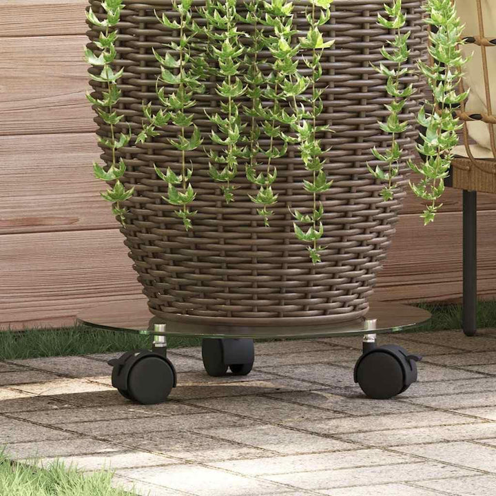 vidaXL Pflanzenst?nder mit Rollen 2 St¡§1ck Hartglas 28 cm Rund
