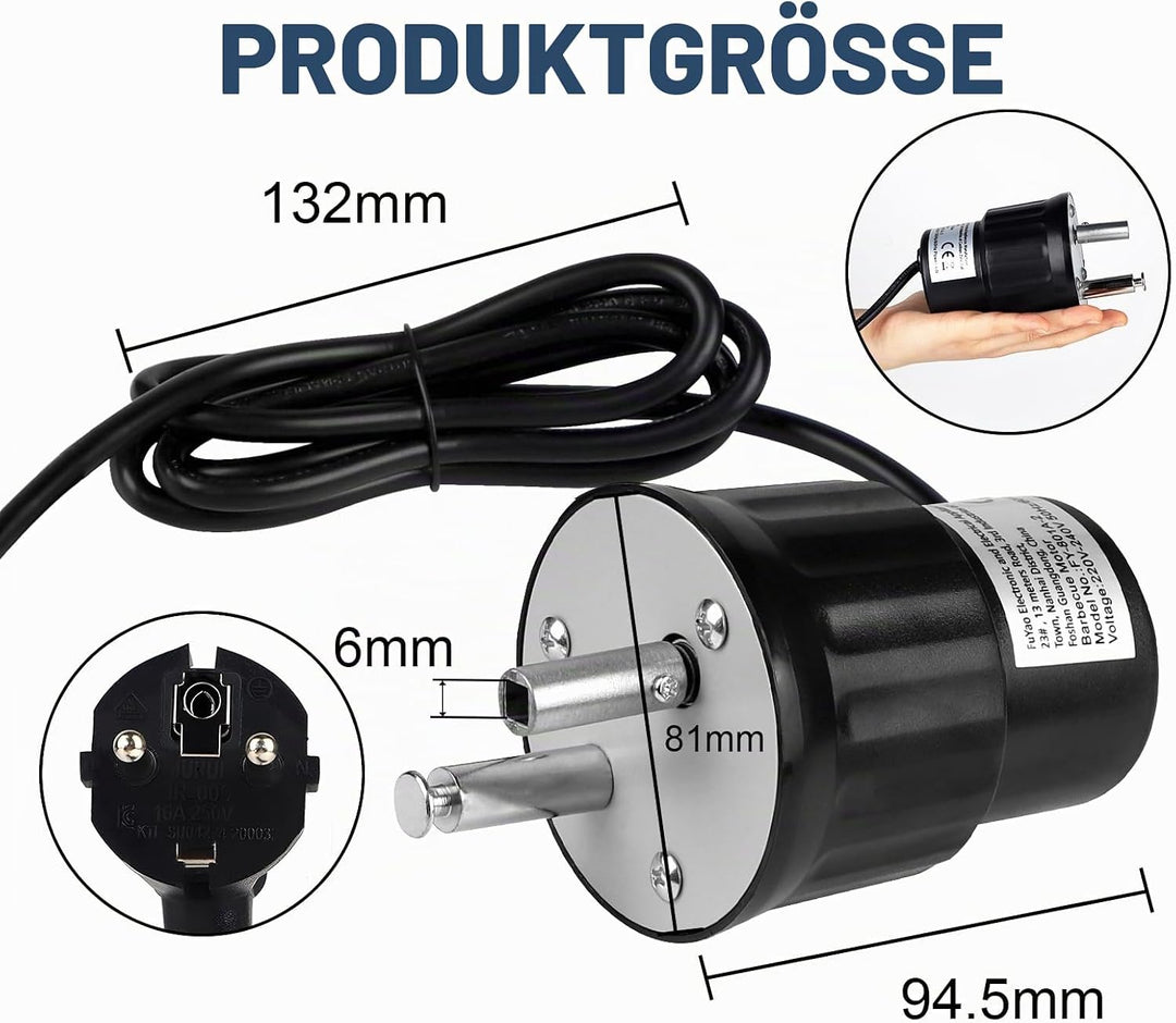 Grillmotor Elektromotor Grill Barbecue Rotator Motor ABS DC 220V-240V Regelbar Outdoor BBQ Grill Mot