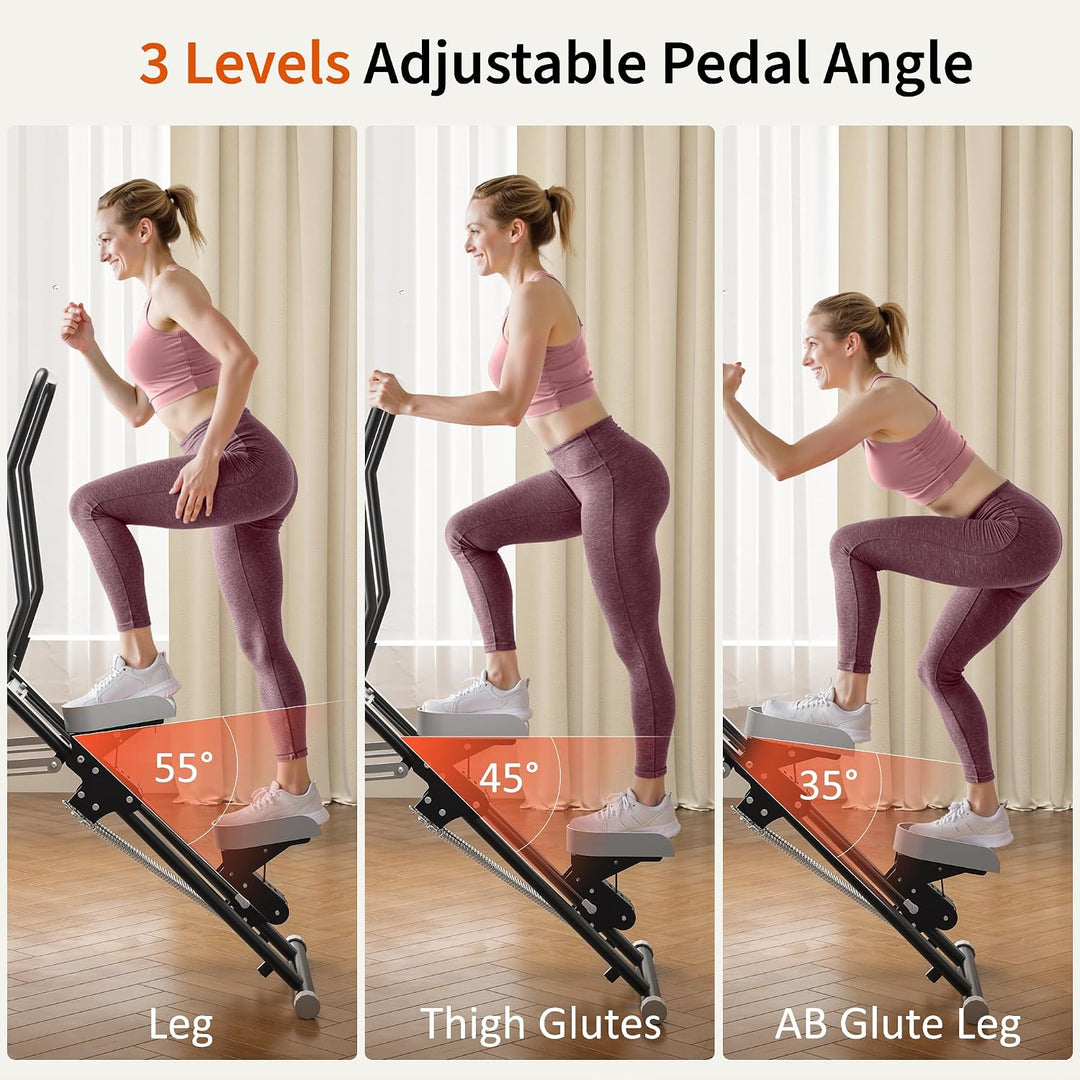 MOMODA Treppenstepper Klettertrainer mit Reistance für Zuhause Cardi Übung faltbar grau Weiss/opulen