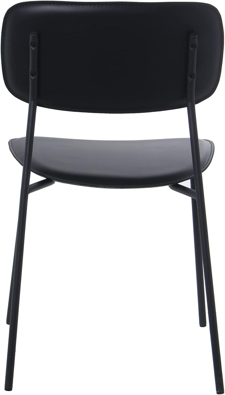 DRW Set aus 4 Stühlen aus PU und Metall in Schwarz 43 x 48 x 78 cm, Höhe der Sitzfläche 44 cm, 43x48