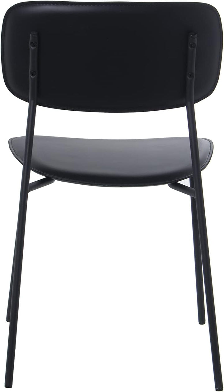 DRW Set aus 4 Stühlen aus PU und Metall in Schwarz 43 x 48 x 78 cm, Höhe der Sitzfläche 44 cm, 43x48