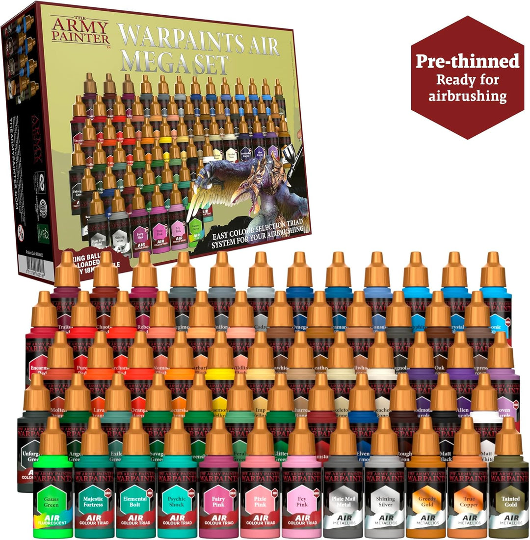 The Army Painter, Warpaints Air Mega Set, 60 x 18ml Vorgemischte Acrylfarben für Airbrush, Inklusive