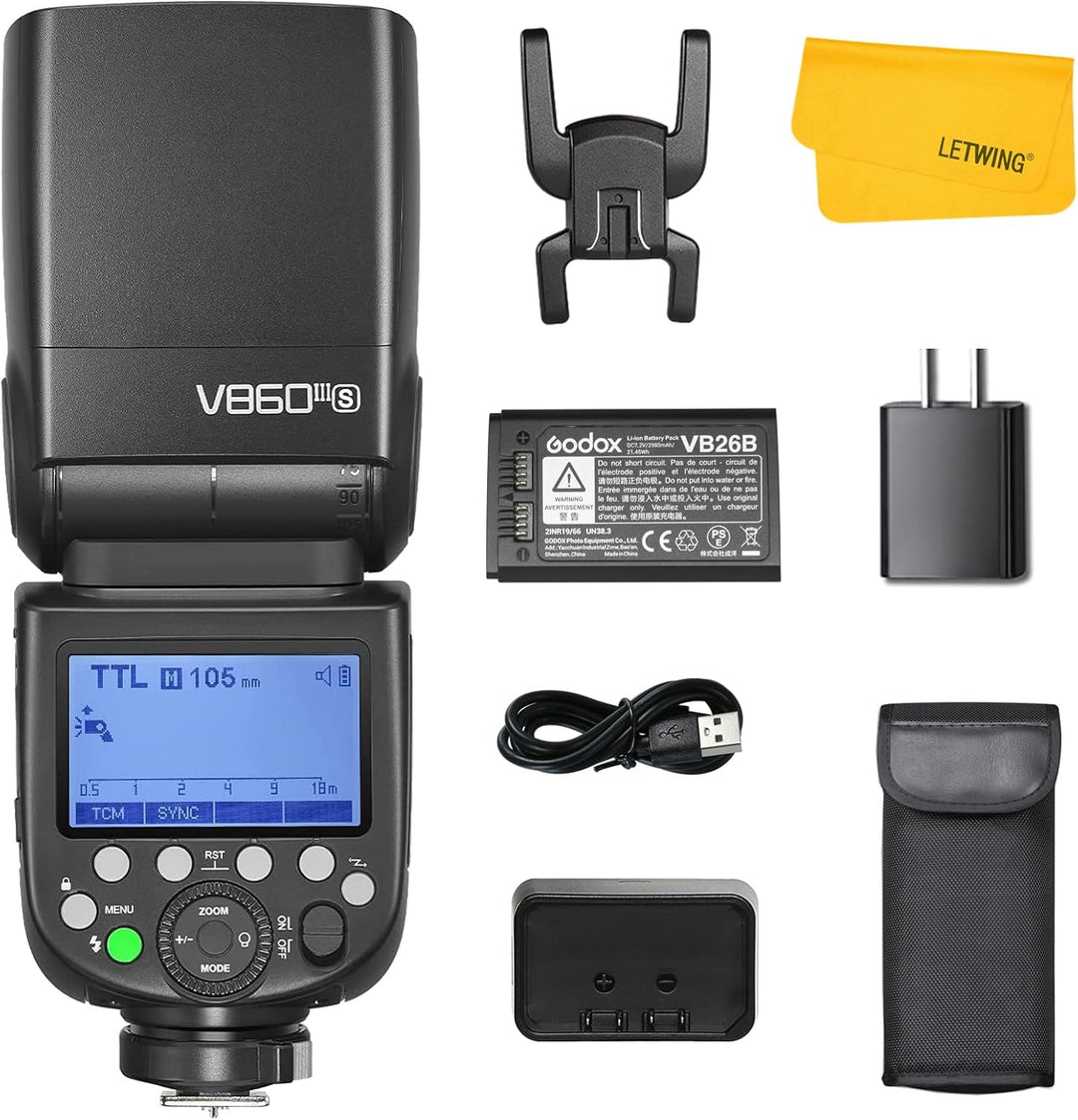Godox V860III V860III-S Blitzgerät für Sony, 2.4G TTL Sony Blitzgerät Speedlite HSS 1/8000S, 7.2V/26