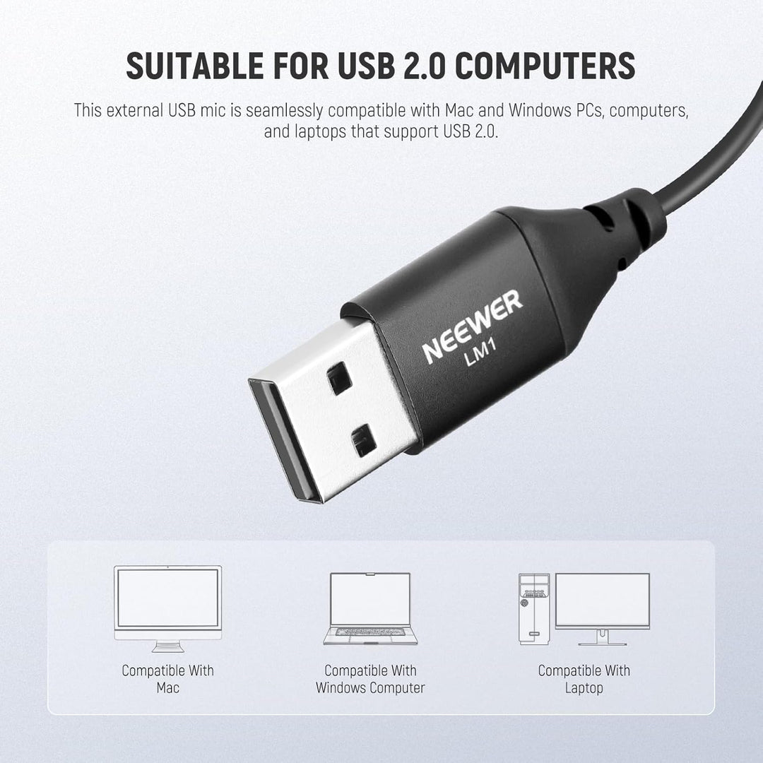 NEEWER USB A Ansteckmikrofon Mini Lavalier Mikrofon mit omnidirektionaler Richtwirkung 2m Kabel für