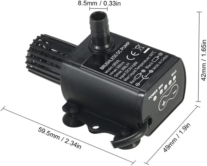 Matybobe Ultra-leise Mini USB DC5V 4,8 Watt 300L / H Aufzug 300 cm Brushless Wasserpumpe Wasserdicht