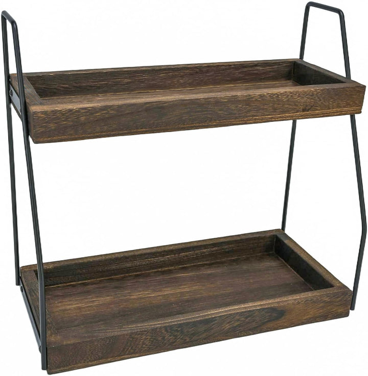 XUDREZ Kaffee Organizer, 2-stöckig Kaffeebar Zubehör Organizer Holz kaffeestation tassenregal, Küche