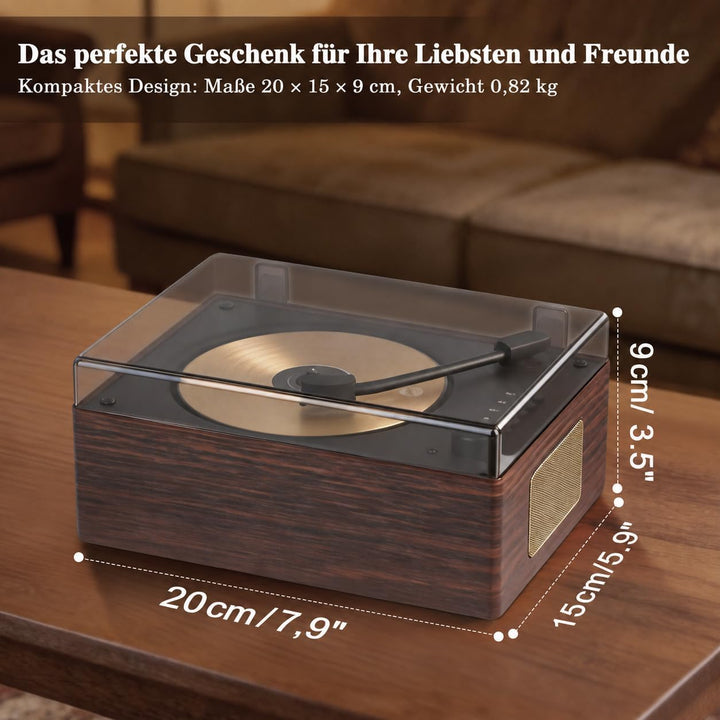 PRTKPETS Retro-CD-Player mit Bluetooth 5.3 Hi-Fi-Lautsprechern(braun), braun