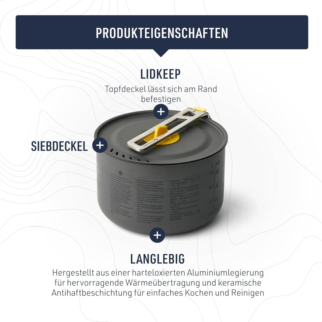 SEA TO SUMMIT - Frontier Pot 1.3L - Ultraleichter Campingtopf - 1 Person - Kochtopf mit Antihaftbesc