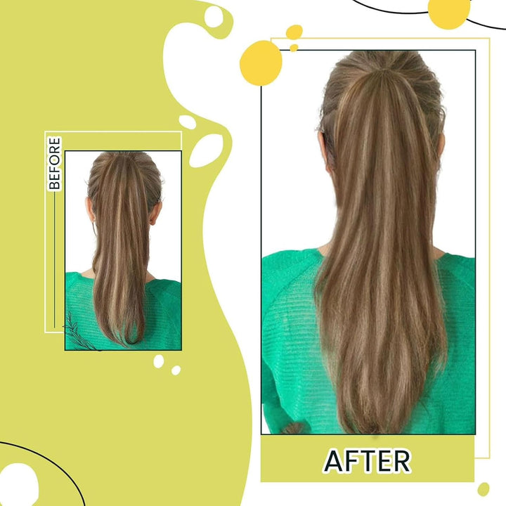 RUNATURE Clip in Ponytail Extensions Echthaar Dunkelbraun mit Dunkelblond Remy Clip in Ponytail Exte